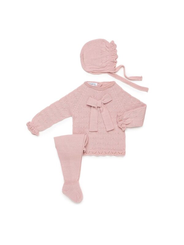 completo 3 pezzi fiocco maglia