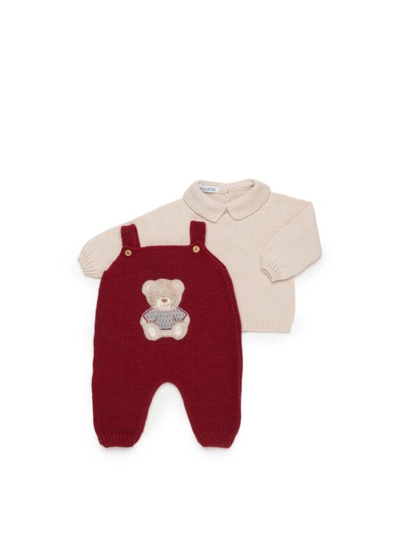 completo salopette maglia orsetto neonato