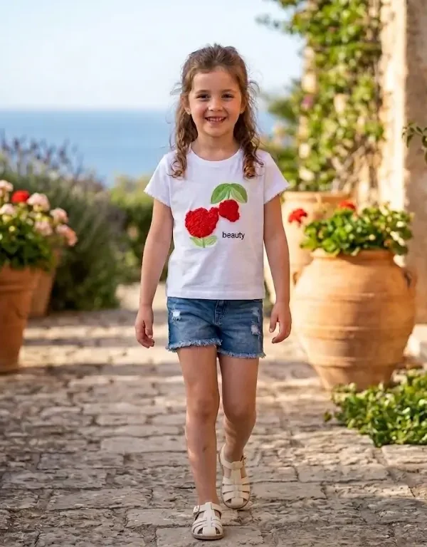 completino fiore bambina short