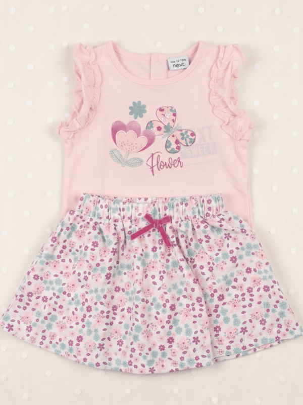Completo gonna leggero fiorellini neonata