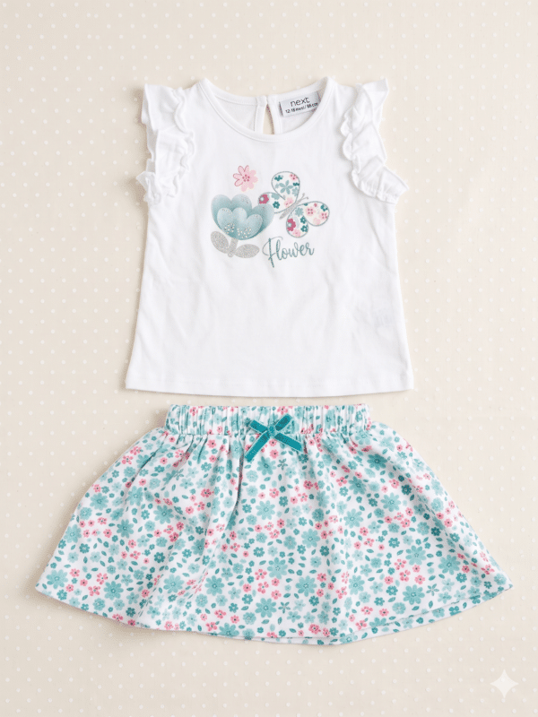 Completo gonna leggero fiorellini neonata