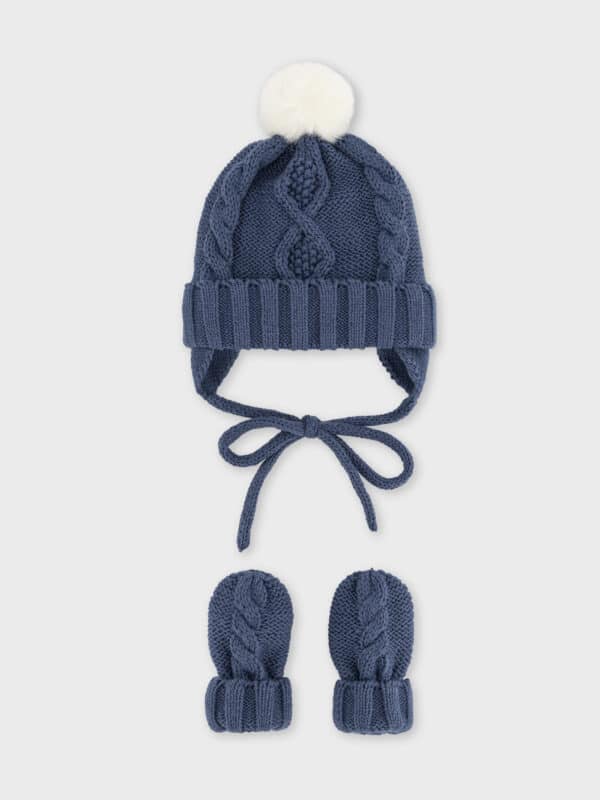 Completo cappellino muffole neonato