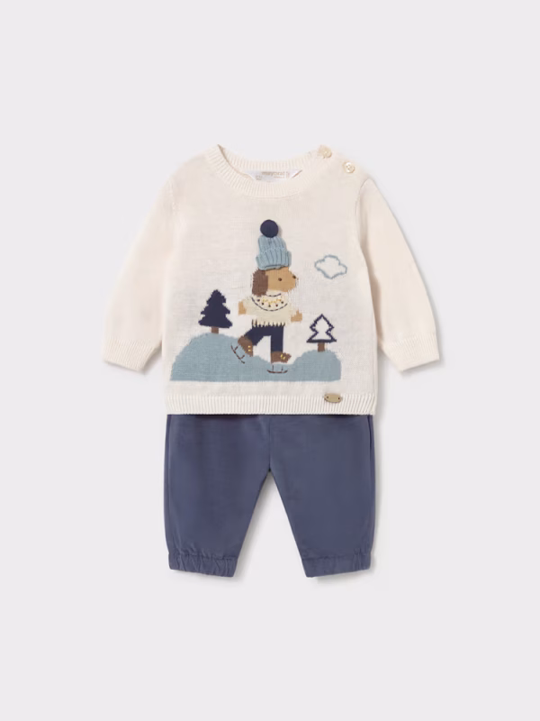 Completo pantalone e maglione neonato