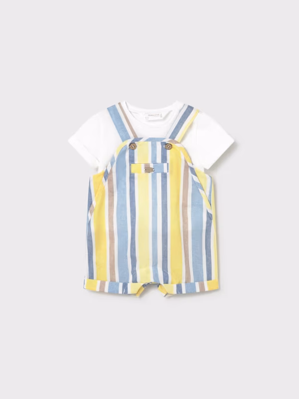 completo salopette neonato righe