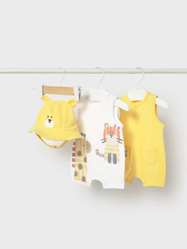 Set 2 pigiami con cappello orecchie neonato